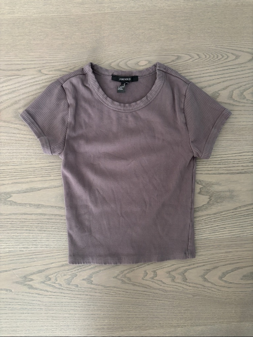 Forever 21 Dusty Mauve Ribbed Short Sleeve Crop Tee